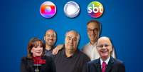 Íris Abravanel (SBT), os irmãos Marinhos da Globo (José Roberto, Roberto Irineu e João Roberto) e Edir Macedo (Record): poder financeiro e capacidade de influenciar a população  Foto: Fotomontagem: Sala de TV (Fotos: Reprodução/TV e Divulgação/TV Globo)