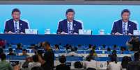O presidente chinês Xi Jinping, preside a cúpula com líderes dos países membros da Organização de Cooperação de Xangai em Tianjin, China, segunda-feira, 1º de setembro de 2025.  Foto: AP - Rafiq Maqbool / RFI