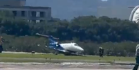 Jato escapa de pista e para sobre a grama no Aeroporto de Jacarepaguá, no RJ  Foto: Reprodução/Aeroin