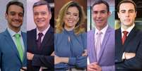Tiago Scheuer, Roberto Kovalick, Natuza Nery, César Tralli e Rafael Colombo sobem um degrau no jornalismo do Grupo Globo  Foto: Reproduções/Divulgação TV Globo