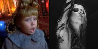 Taylor Momsen em 'O Grinch' e em 'For I Am Death', do The Pretty Reckles  Foto: Reprodu&ccedil;&atilde;o/Youtube Rotten Tomatoes Classic Trailers e The Pretty Reckless