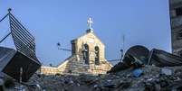 A Igreja Ortodoxa Grega de São Porfírio na Cidade de Gaz foi alvo de um ataque israelense em 19 de outubro de 2023, deixando 16 mortos  Foto: Getty Images / BBC News Brasil