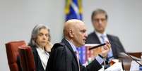 Ministro Alexandre de Moraes dá seu voto no julgamento da trama golpista nesta terça-feira, 9  Foto: Reprodução/Gustavo Moreno/STF