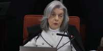 A ministra Cármen Lúcia, do STF, durante voto no julgamento da trama golpista, nesta quinta-feira, 11  Foto: Reprodução/TV Justiça
