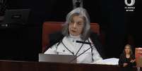 Ministra Cármen Lúcia durante julgamento da ação penal da trama golpista  Foto: Reprodução/TV Justiça