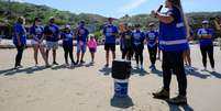 Mutirão sensibiliza sobre poluição do oceano em etapa da WSL em SC: 'Inspirar outras pessoas'  Foto: Christian Bender/WSL