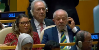 Janja e Lula durante discurso de Trump  Foto: Reprodução/GloboNews