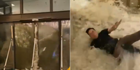 Ondas de supertufão invadem hotel e derrubam hóspedes em Hong Kong  Foto: Reprodução
