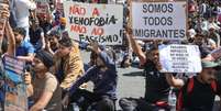 Protesto de imigrantes junto à Assembleia da República em Lisboa, Portugal, a 17 de Setembro de 2025.  Foto: LUSA - MANUEL DE ALMEIDA / RFI