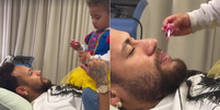Mavie passa batom em Neymar  Foto: Reprodu&ccedil;&atilde;o/Instagram @brunabiancardi