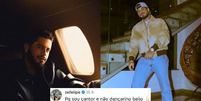Z&eacute; Felipe 'mostra dedo do meio' para f&atilde; que criticou gingado do cantor  Foto: Reprodu&ccedil;&atilde;o/Instagram @zefelipe e @seu.sertanejo