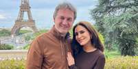 Ticiana Villas Boas com o marido, Joesley Batista, na capital francesa: vida discreta longe dos refletores da TV  Foto: Reprodução/Instagram