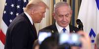 Donald Trump e Benjamin Netanyahu se encontraram na Casa Branca nesta segunda-feira, 29  Foto:  Alex Wong/Getty Images