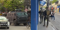 Montagem com imagens da operação que acontece nesta segunda-feira, 29, nas comunidades da Gardênia Azul e Cidade de Deus  Foto: Reprodução/TV Globo