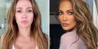 Jennifer Lopez de cara limpa vs Jennifer Lopez maquiada  Foto: Reprodu&ccedil;&atilde;o | Instagram