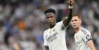 Vini Jr comemora gol pelo Real Madrid  Foto: Burak Akbulut/Anadolu/Getty Images