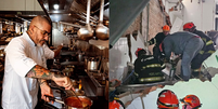 Teto de restaurante Jamile, na Bela Vista, desabou Foto: Reprodução/instagram @jamile_restaurante e Divulgação/Corpo de Bombeiros
