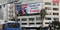 Outdoor em Tel Aviv agradece a Trump por cessar-fogo  Foto: ANSA / Ansa - Brasil