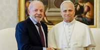 Lula e o papa Leão 14 se encontraram nesta segunda-feira (13/10)  Foto: Ricardo Stuckert/Presidência da República / BBC News Brasil