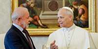 Lula se reúne com o papa Leão XIV, no Vaticano, nesta segunda-feira, 13  Foto: Ricardo Stuckert / PR