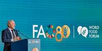 Presidente da República, Luiz Inácio Lula da Silva, durante reunião do Conselho de Campeões (“Board of Champions”) da Aliança Global contra a Fome e a Pobreza, realizada na sede da Organização das Nações Unidas para Alimentação e Agricultura (FAO).  Foto: Foto: Palácio do Planalto
