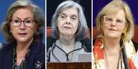 As ministras do STF Ellen Gracie, Cármen Lúcia e Rosa Weber.  Foto: Montagem: Carlos Moura/SCO/STF, Antonio Augusto/STF e Rosinei Coutinho/STF