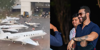 'Estacionamento' de aviões de Gusttavo Lima chama atenção de internautas  Foto: Reprodução/Instagram @cauesertanejo e @guttavolime