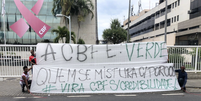 Torcedores do Flamengo protestaram na porta da CBF  Foto: Reprodução/X/Papa RubroNegro