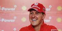 Michael Schumacher em coletiva de imprensa quando era piloto da Ferrari  Foto: Paul Gilham/Getty Images