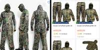 Rouplas camufladas são vendidas livremente na internet  Foto: Reprodução