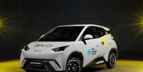 BYD Dolphin Mini, o carro elétrico mais vendido do Brasil, é um dos modelos que faz parte da frota de EVs da 99electric-Pro Foto: 99/Divulgação
