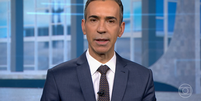C&eacute;sar Tralli no primeiro dia como apresentador fixo do Jornal Nacional  Foto: Reprodu&ccedil;&atilde;o/Globo