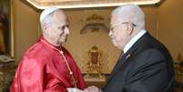 Papa Leão XIV com Mahmoud Abbas  Foto: ANSA / Ansa - Brasil