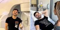 Jonas antes de realizar exame | Jonas fazendo quimioterapia  Foto: Reprodução | Instagram