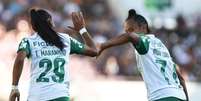  Foto: Rebeca Reis/Staff Images Woman/CBF - Legenda: Rhay Coutinho em comemoração de gol do Palmeiras / Jogada10