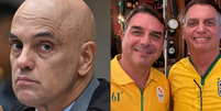 Acusado de causar a prisão do próprio pai, Flávio Bolsonaro ataca Alexandre de Moraes: 'Se meu pai morrer...'.  Foto: Getty Images, Reprodução/Instagram / Purepeople