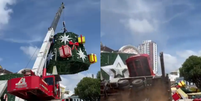 Guindaste tomba durante montagem de árvore de Natal e deixa um morto no AM  Foto: Reprodução/Redes Sociais