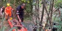 Guarnição de bombeiros de Paracatu deslocou até o bairro Alto do Açude para realizar salvamento do homem  Foto: Divulgação/Corpo de Bombeiros 
