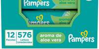 Pampers Lenços Umedecidos Aroma de Aloe Vera 48 Unidades (pacote de 12) Foto: