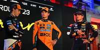 Lando Norris, Max Verstappen e Oscar Piastri disputam o grande título da temporada 2025 da F1 Foto: Getty Images