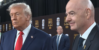 Trump ao lado do presidente da Fifa, Gianni Infantino  Foto: Reprodução/Youtube/Cazé TV