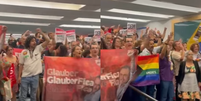Protesto contra cassação de Glauber Braga ocupa Anexo II da Câmara: 'Motta sai, Glauber fica'   Foto: Reprodução/Redes Sociais