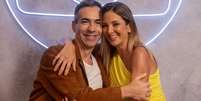 Ticiane Pinheiro com César Tralli na sede da Globo no Rio  Foto: Beatriz Damy/TV Globo
