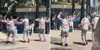 Terceirizados da Enel gravam dancinha na Paulista em meio a apagão em SP  Foto: Reprodução/Redes sociais