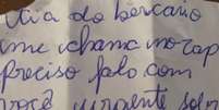 Bilhete enviado pela mamadeira  Foto: Reprodução | X