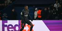 Ousmane Demb&eacute;l&eacute; (PSG) durante jogo contra o Tottenham, no dia 26.11.2025 Foto: Abaca Press / Alamy