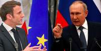 Fotomontagem dos presidentes Emmanuel Macron e Vladimir Putin, que não se falam desde julho.  Foto: © RFI / RFI