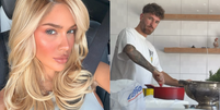 Karoline Lima mostra Léo Pereira cozinhando após reconciliação  Foto: Reprodução/Instagram