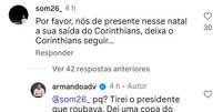 Armando Mendonça discute com torcedor nas redes sociais  Foto: Reprodução/Instagram: @armandoadv / Estadão