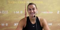 Sabalenka concedeu entrevista coletiva ap&oacute;s o jogo Foto: ( Getty Images) / Sportbuzz